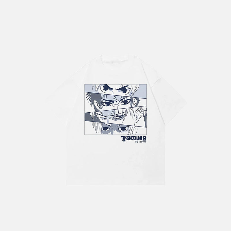 Y2K-T-Shirt mit lockerem Anime-Augen-Motiv