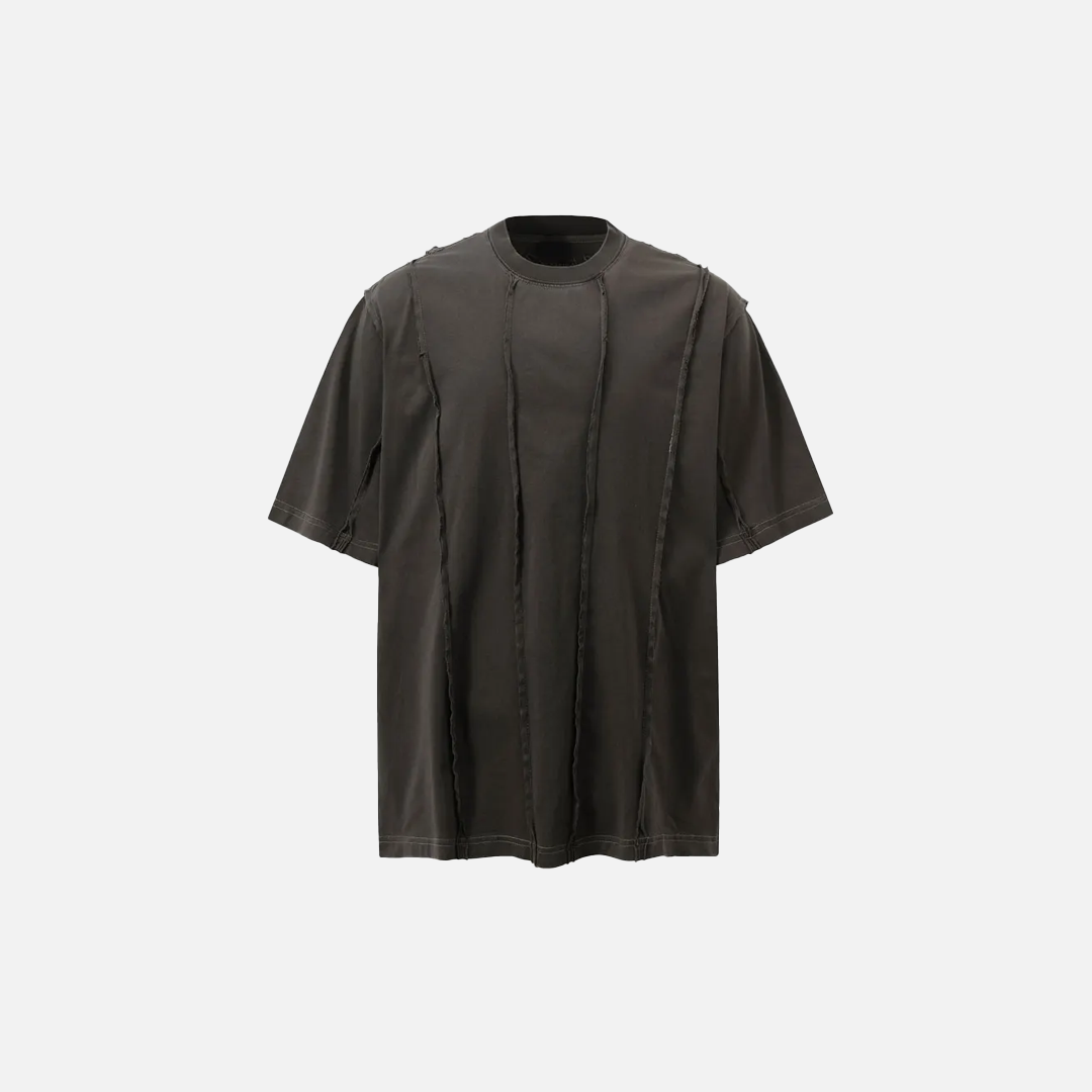Streetwear Grunge Patchwork Ripped Solid Color T-Shirt