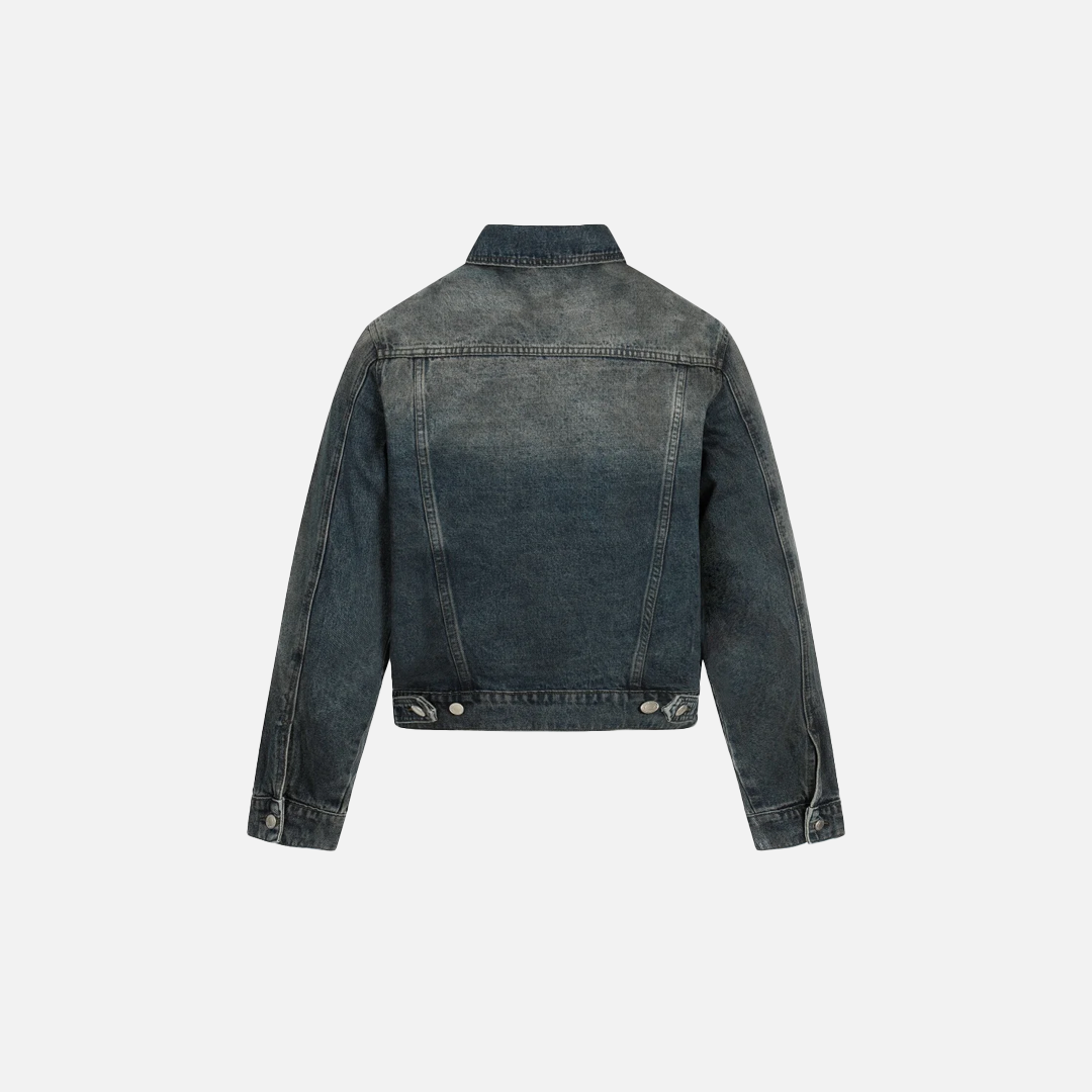Veste en jean délavée à simple boutonnage, style années 2000