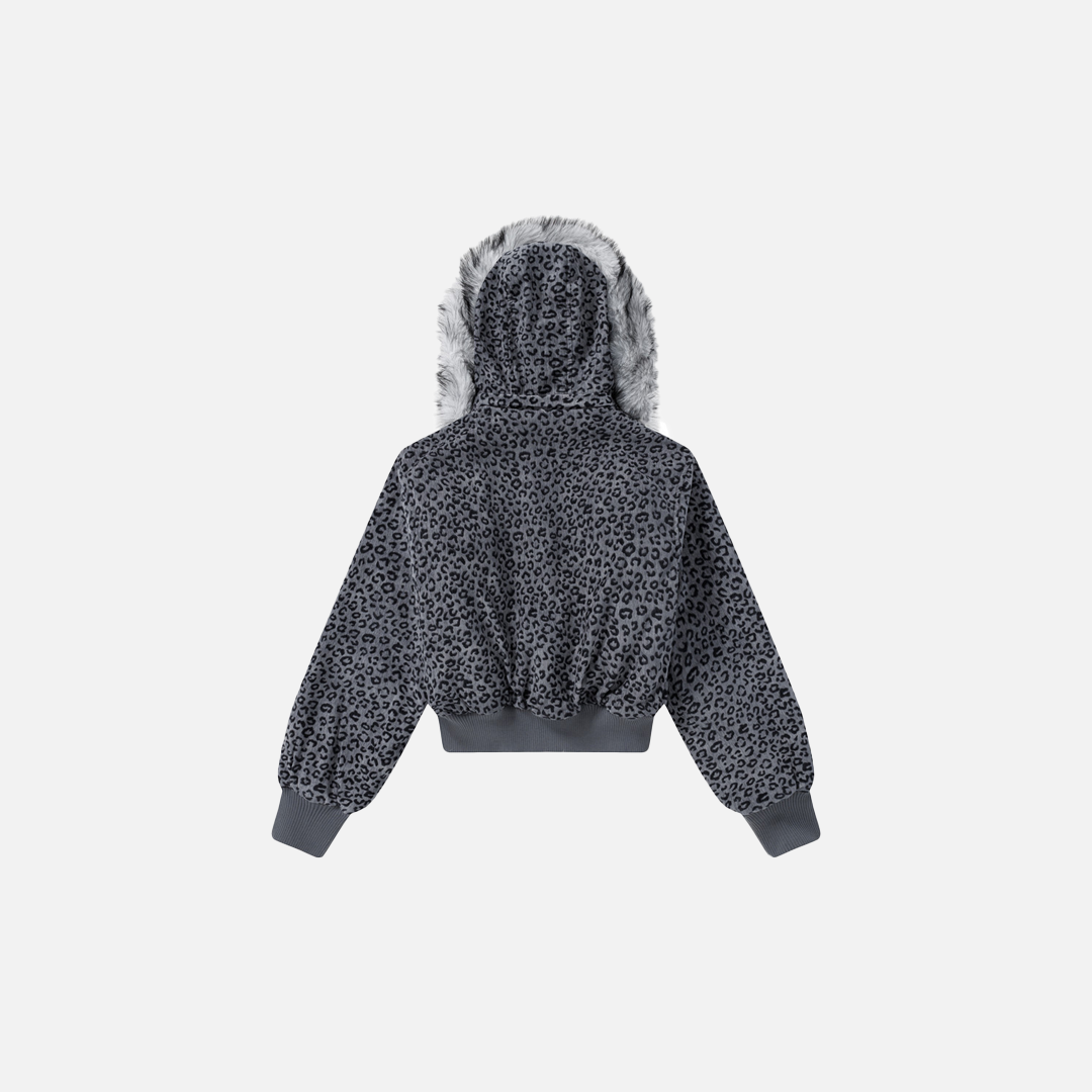 Veste matelassée à capuche en fausse fourrure imprimé léopard tendance