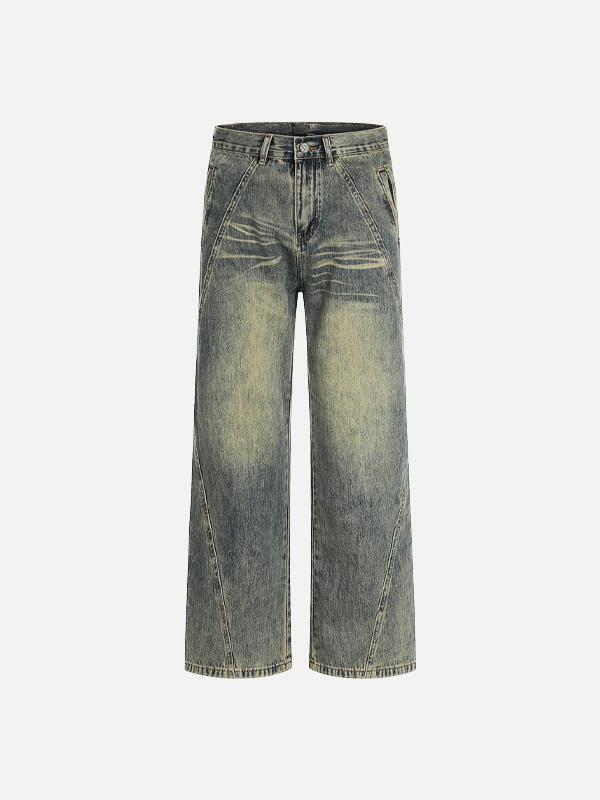 Modische, gewaschene Jeans mit Used-Look und geradem Bein
