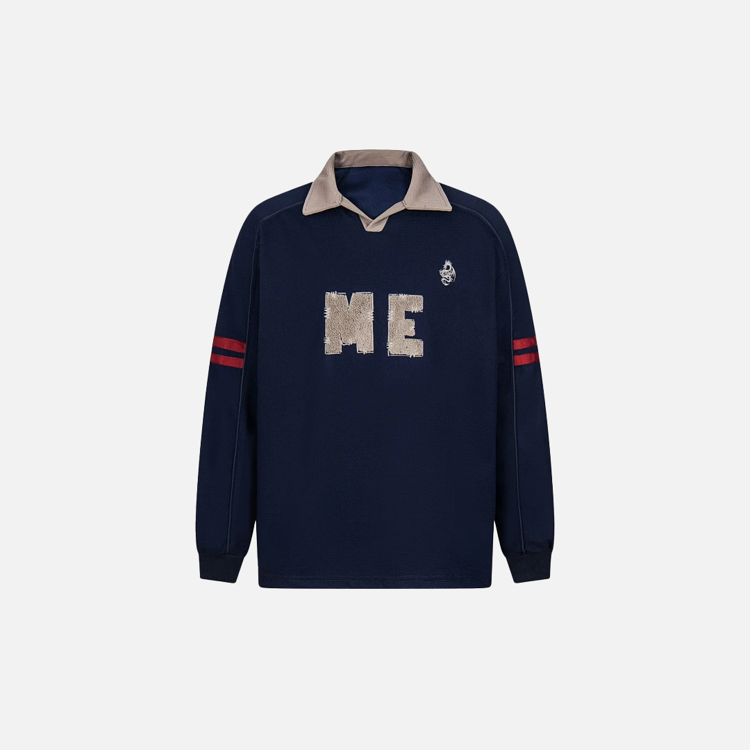 Retro-Sweatshirt mit kontrastierenden Einsätzen und lockerer Passform, Buchstabenstickerei