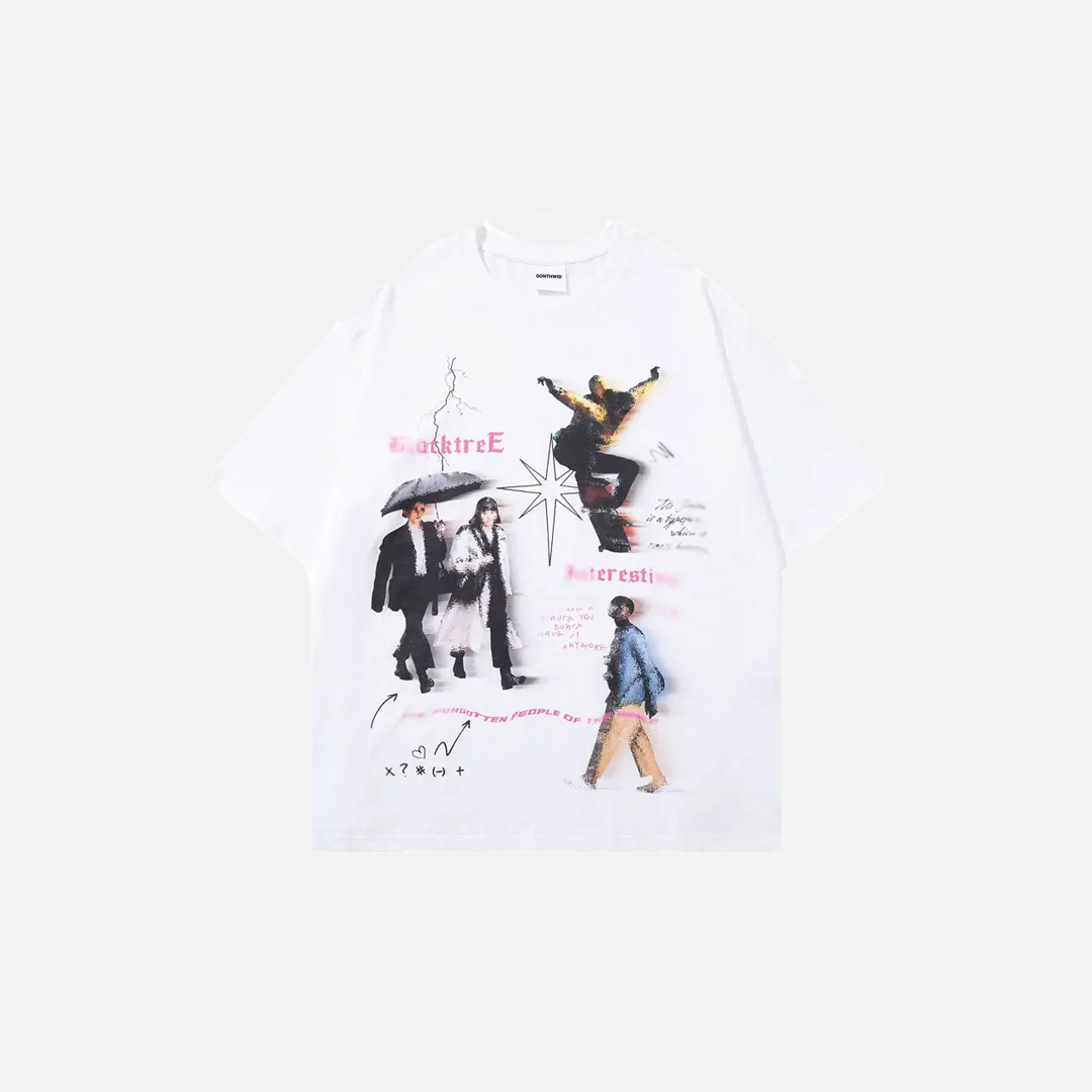 Lässiges Streetwear-Grafik-Hip-Hop-Freizeit-T-Shirt