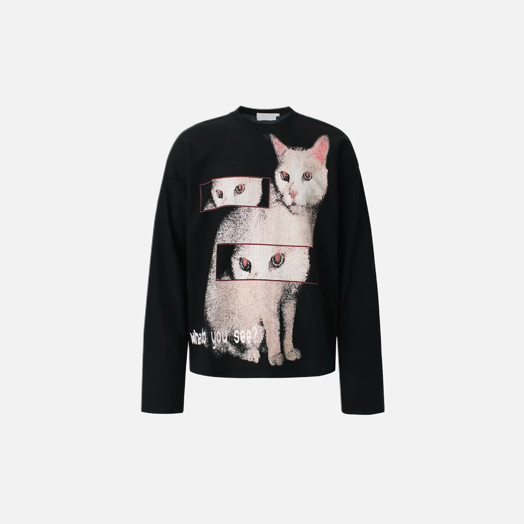 Gothic Sweet Cat Grafik-Langarmshirt