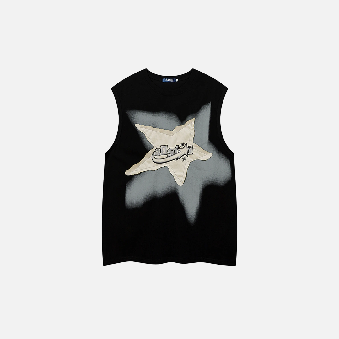 Y2K Cool Oversized Star Patchwork Ärmelloses T-Shirt