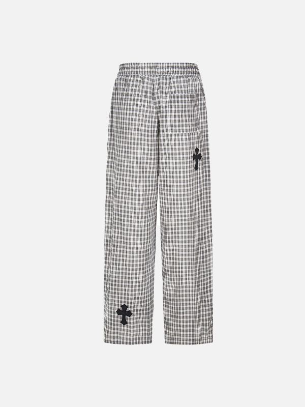 Y2K-Sweatpants im lebendigen Retro-Stil mit weitem Bein und Karomuster