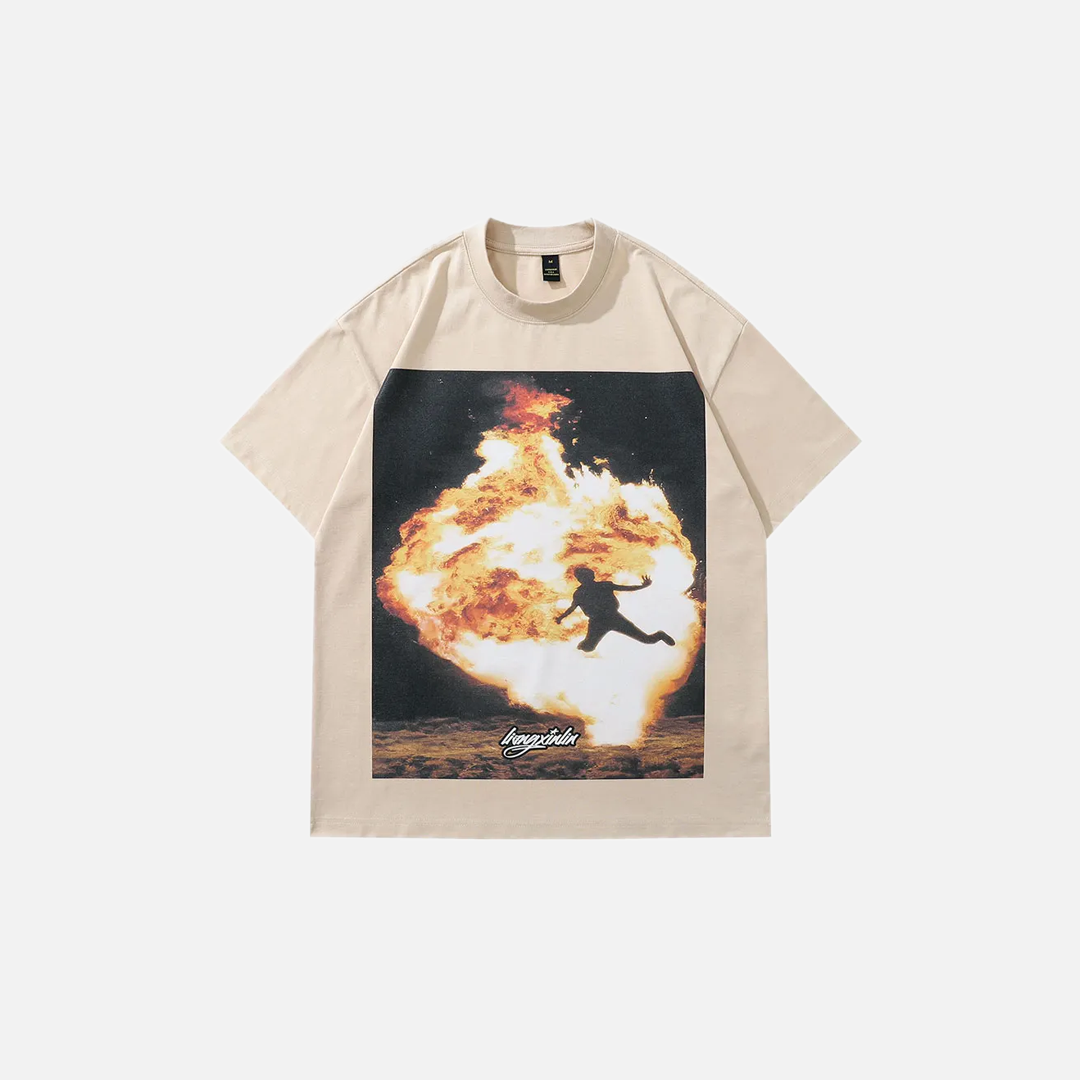 Übergroßes Hip-Hop-T-Shirt aus Baumwolle mit grafischem Aufdruck