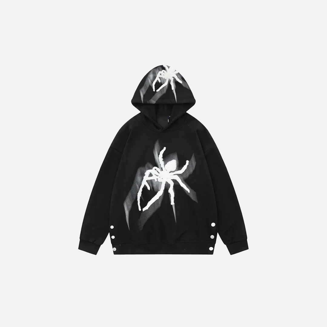 Streetwear Hip-Hop-Hoodie mit Spinnenprint