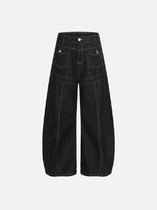 Cutting Edge Distressed Denim Wide-Leg Jeans