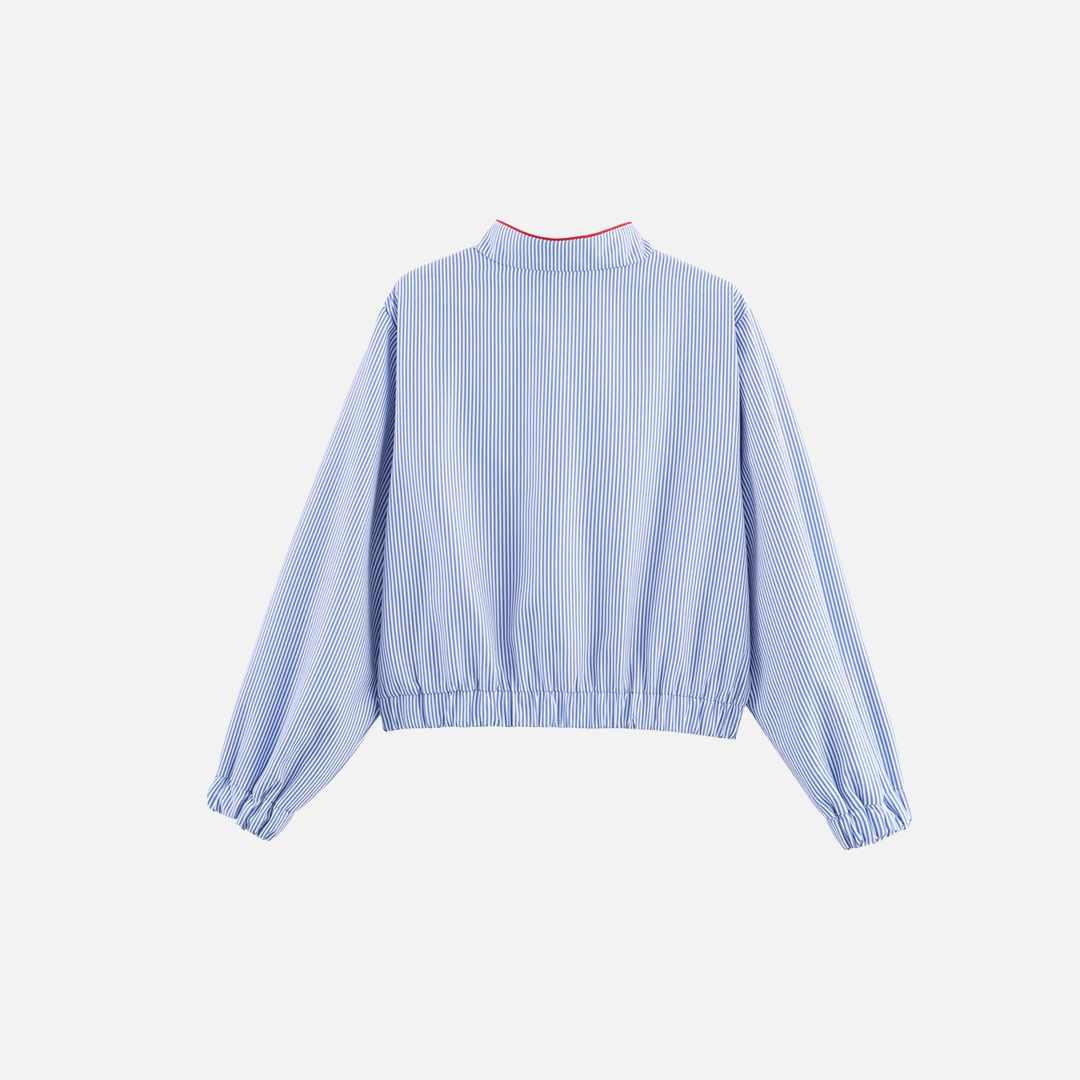 Chemise respirante à rayures avec écusson Love et fermeture éclair