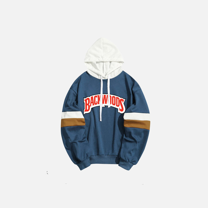 Sweat à capuche patchwork à imprimé lettres Backwoods