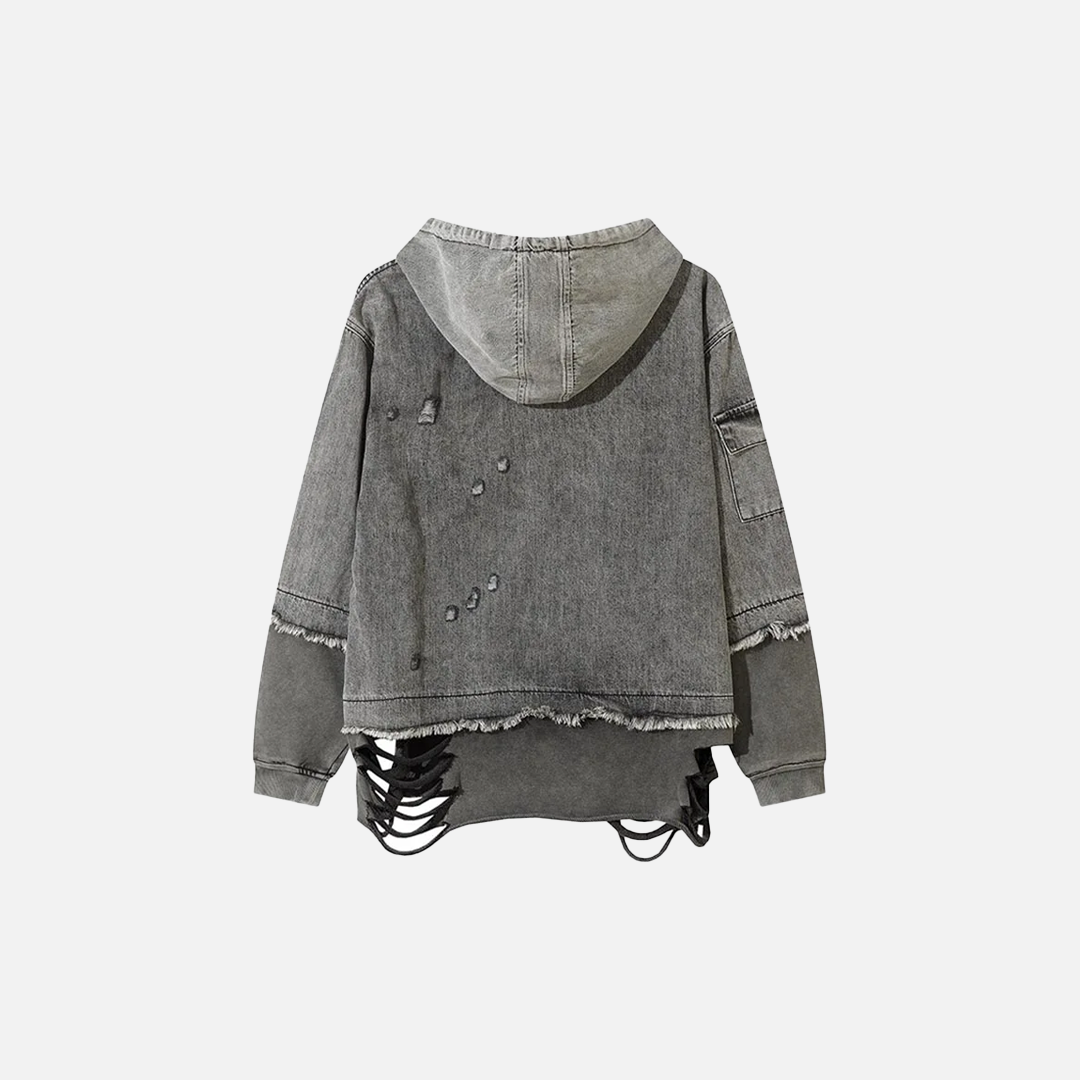 Sweat à capuche déchiré vintage hip-hop oversize