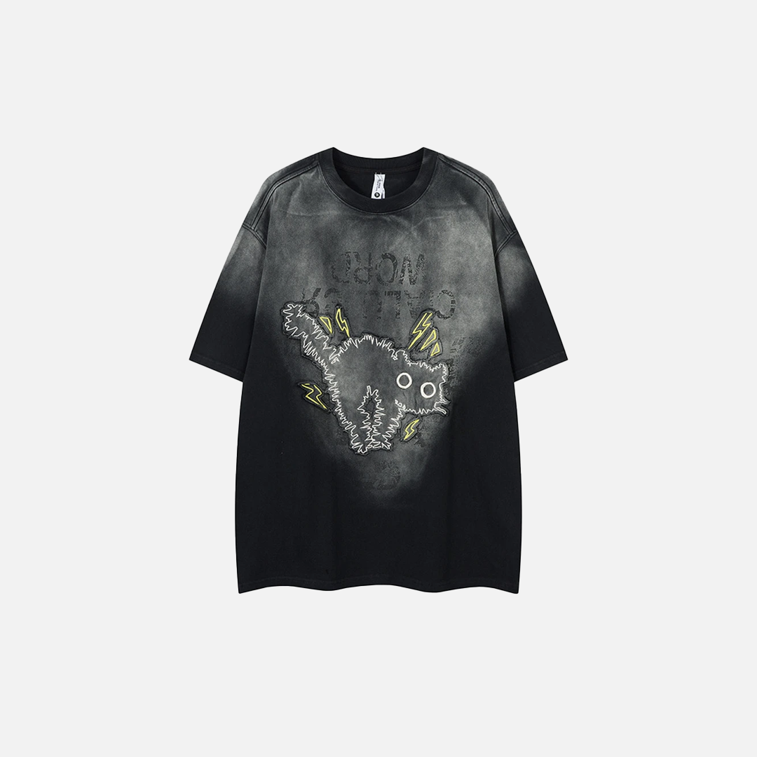 Y2K-besticktes Katzen-Hip-Hop-Oversize-T-Shirt