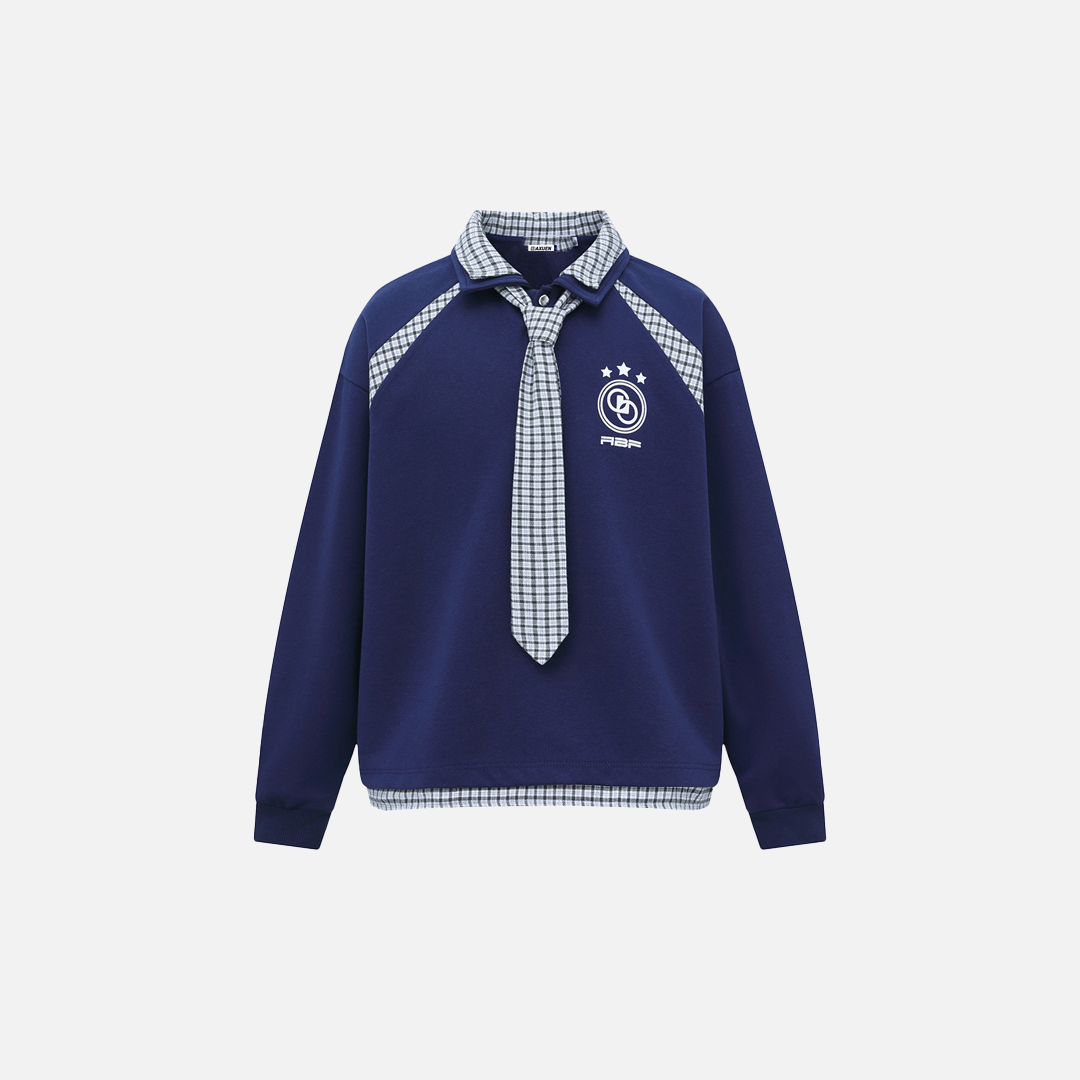 Streetwear Langarm-Poloshirt mit Bindeband