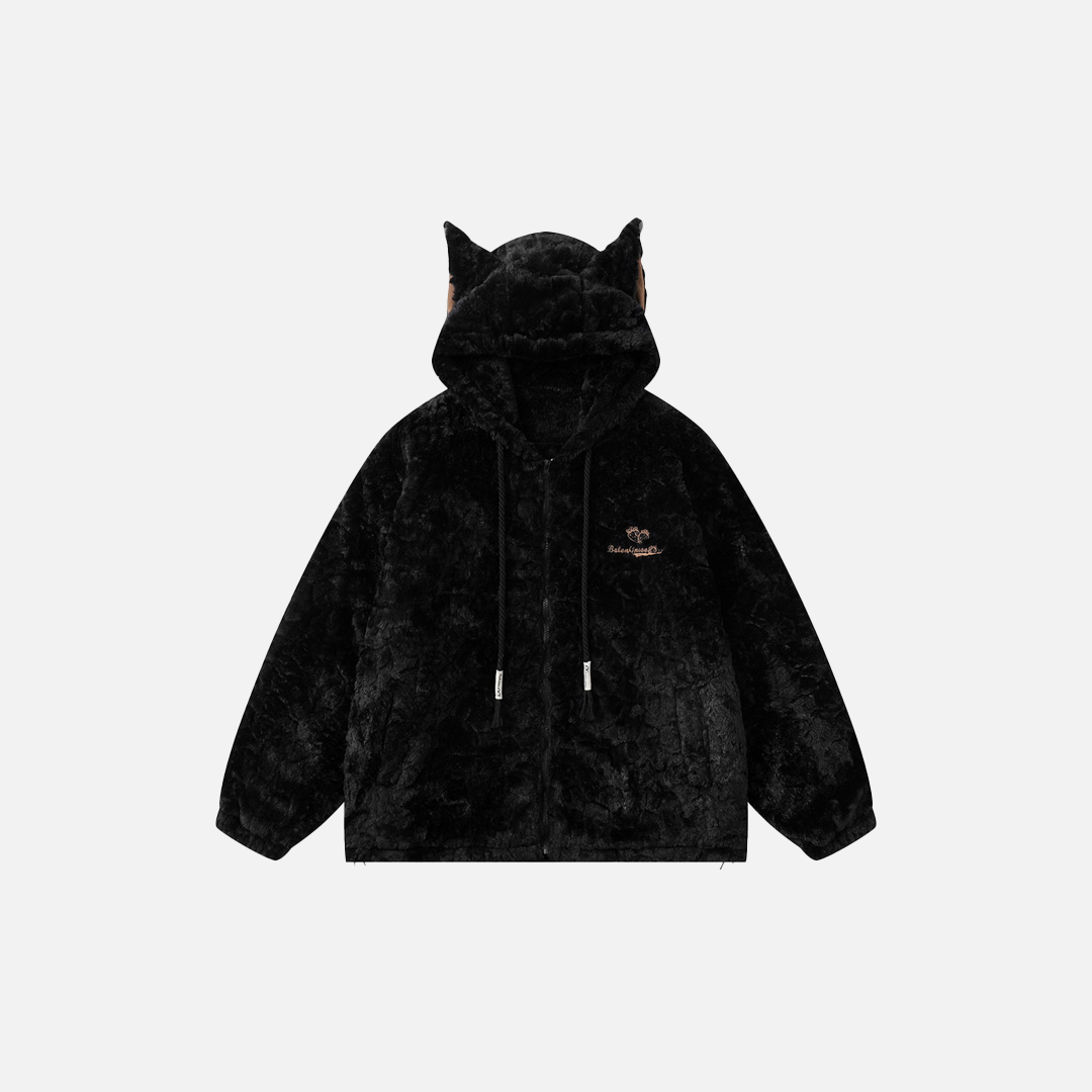 Veste polaire à capuche Y2K avec oreilles de chat confortables