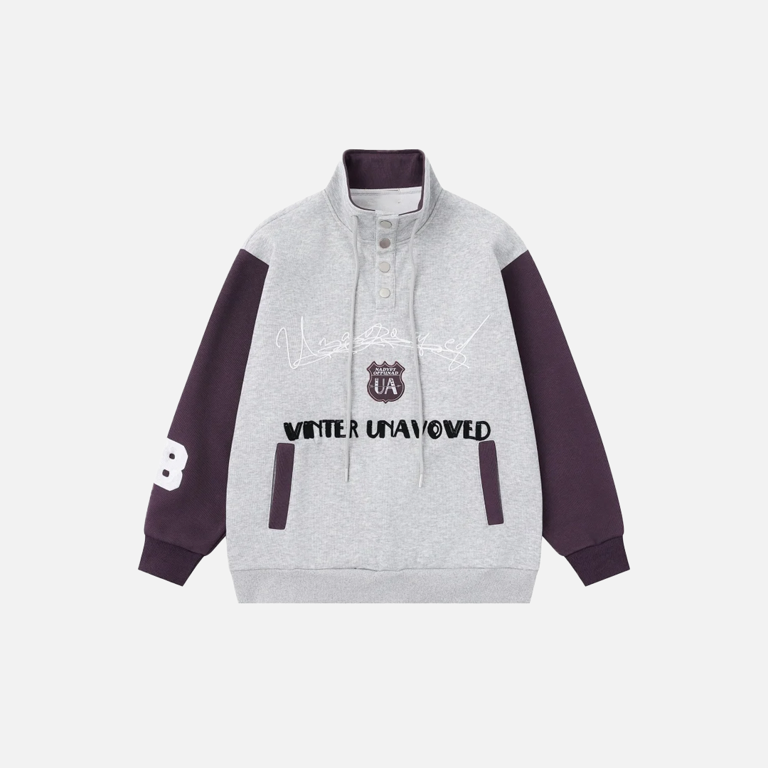 Streetwear Sweatshirt mit Stehkragen und Stickerei-Buchstabenprint