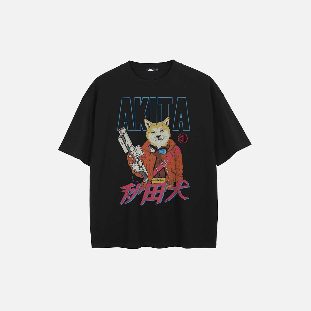 T-shirt Akita avec motif de chien robotique