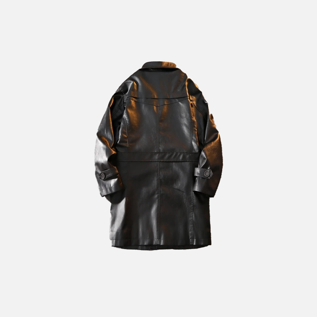 Manteau long flatteur en cuir PU style hip-hop