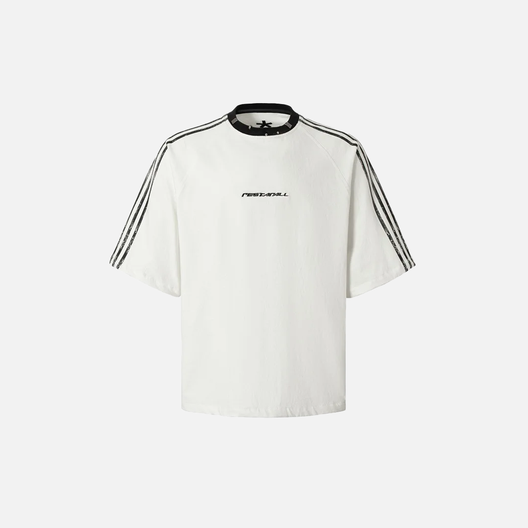 Y2K Casual Loose Fit Stickstreifen-T-Shirt
