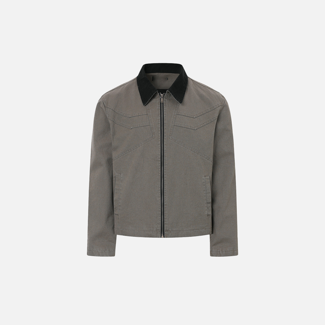 Veste utilitaire rétro élégante à col montant et blocs de couleur