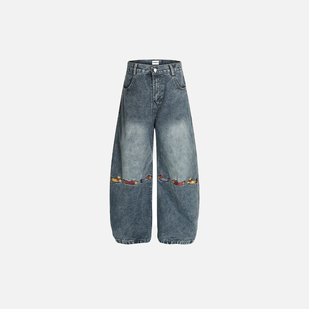 Y2K Style Distressed Denim Wide Leg Jeans