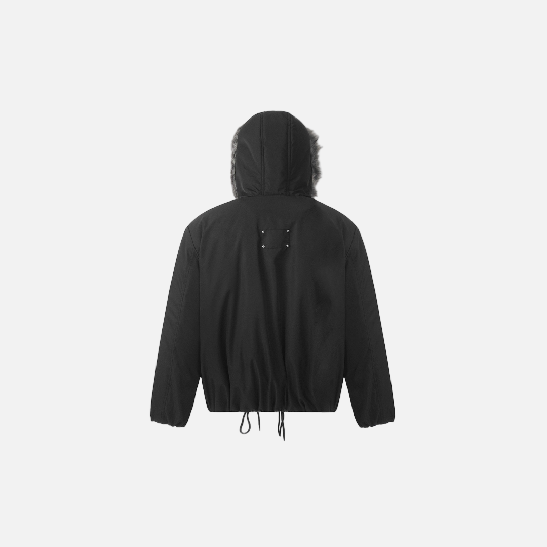Kapuzenjacke im europäischen Stil mit Pelzkragen