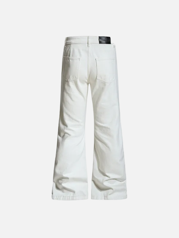 Jeans streetwear évasés brodés abstraits de chevalier