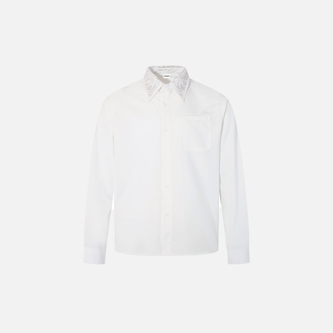 Chemise élégante à manches longues unie brodée