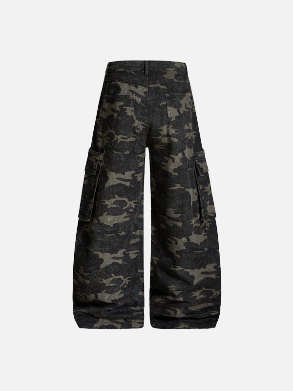 Klassische Camouflage-Arbeitshose mit weitem Bein