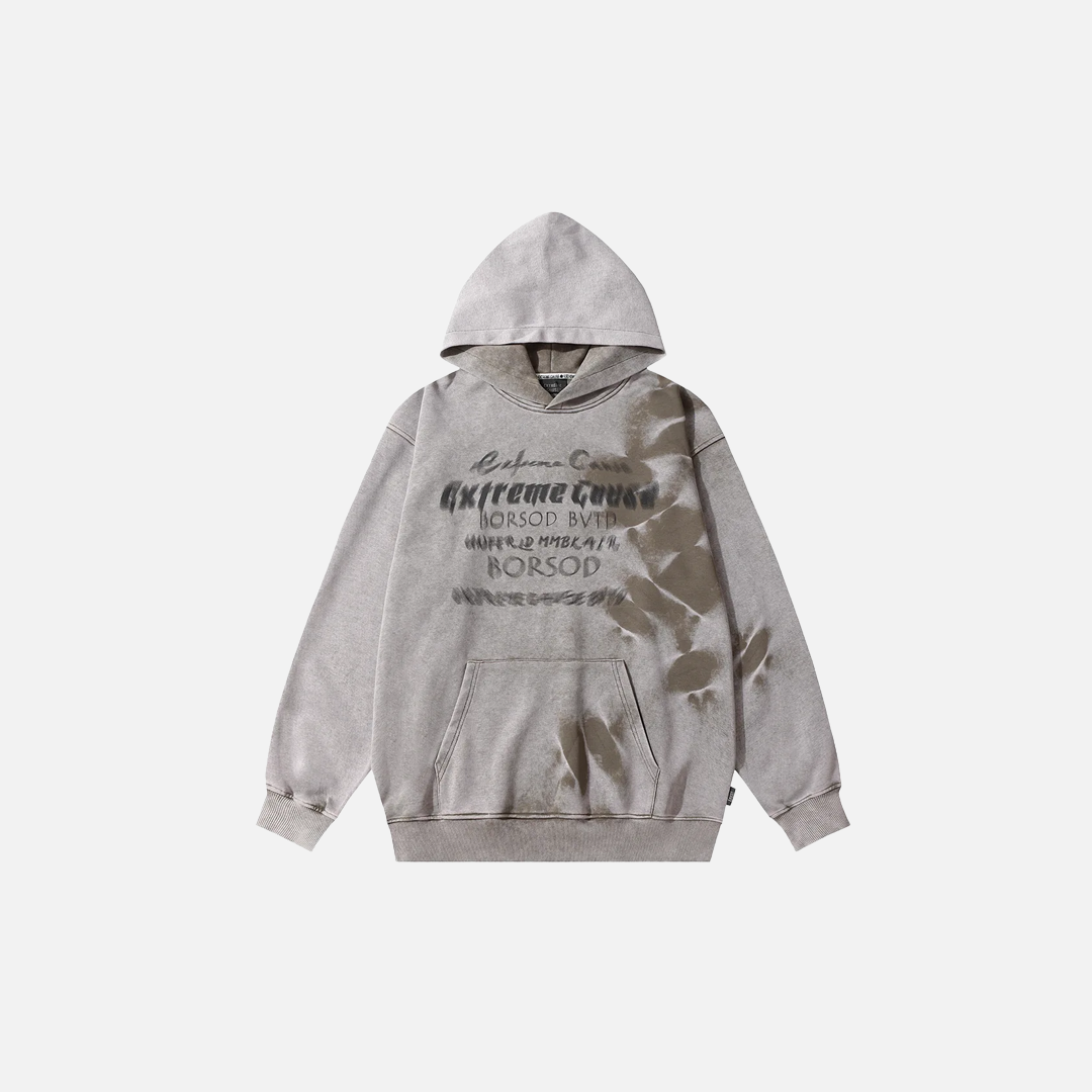 Streetwear Retro Letter Graphic Tie Dye Cotton Hoodie