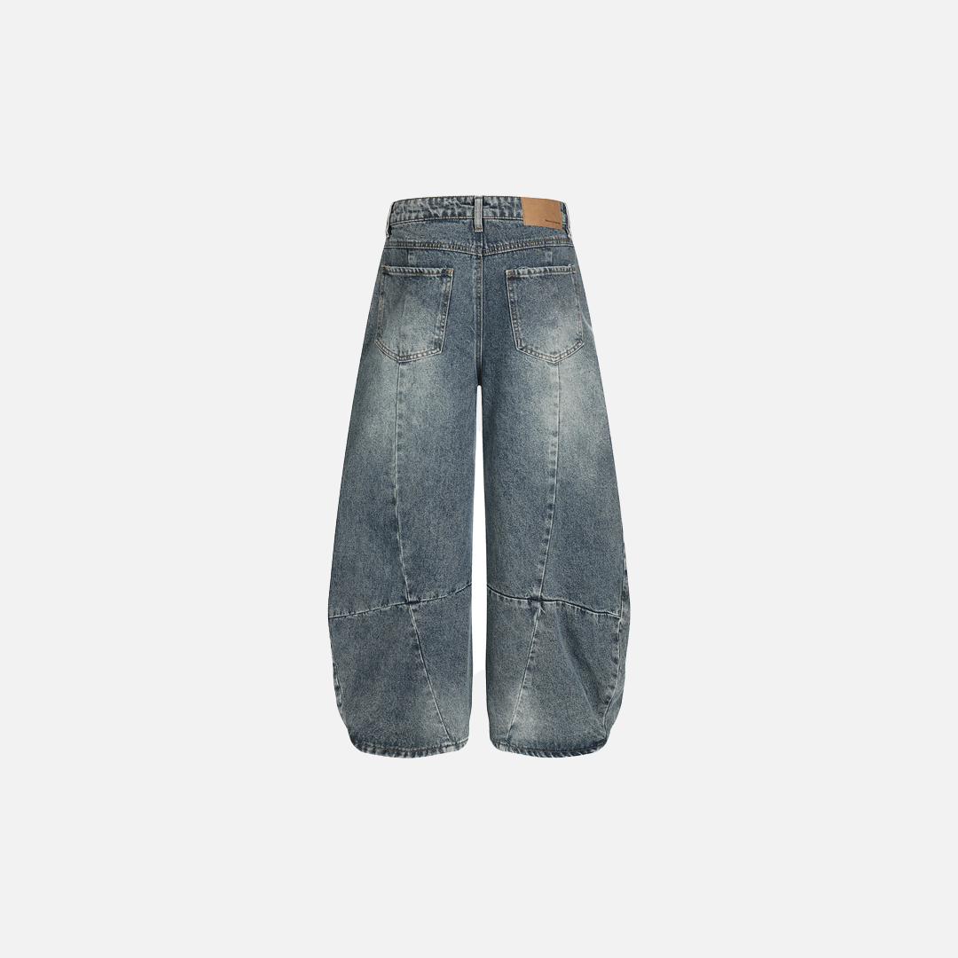 Jeans en denim délavé à jambes larges, style streetwear premium