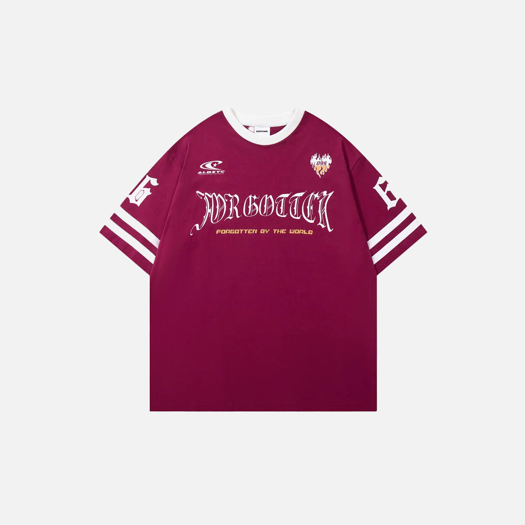 Y2K Patchwork-T-Shirt mit Kordelzug und Grafik, kurzärmelig