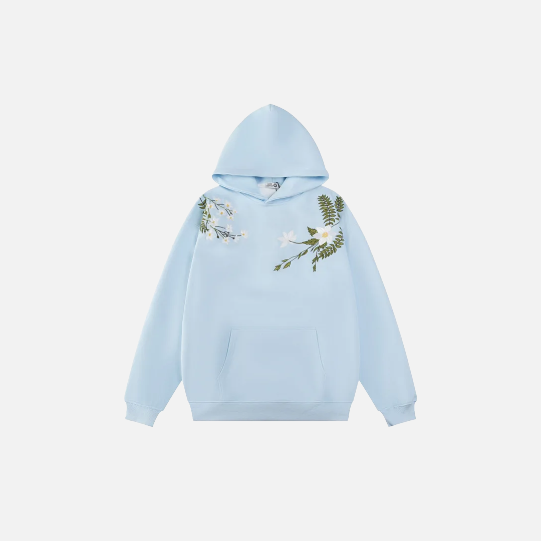 High-Quality Embroidered Flower Hip Hop Hoodie