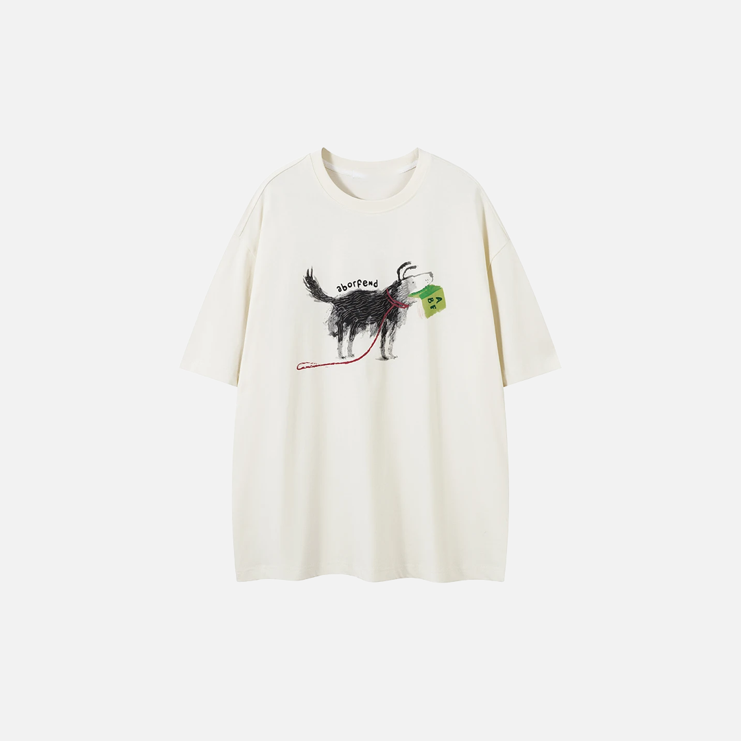 Y2K Vibrant Graffiti Puppy Crew Neck T-Shirt