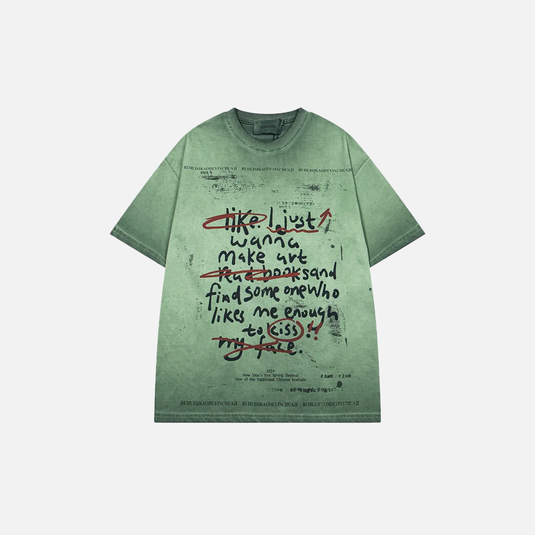 Sommerliches, gewaschenes Hip-Hop-T-Shirt mit Rundhalsausschnitt
