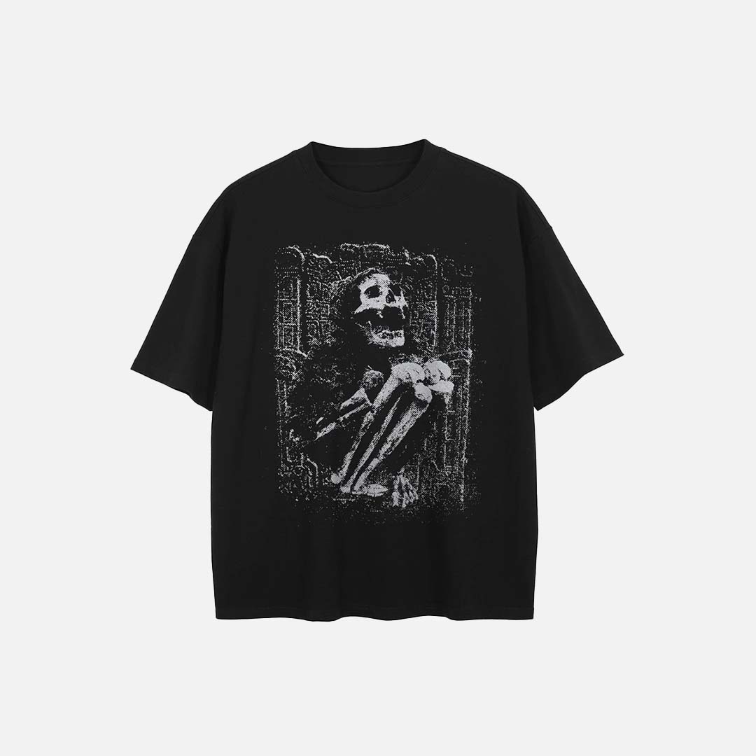T-shirt graphique squelette grunge