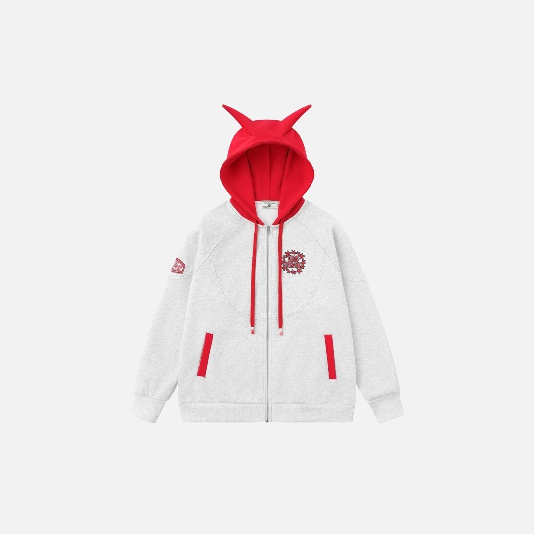 Embroidered Contrast Panel Hooded Sweatshirt
