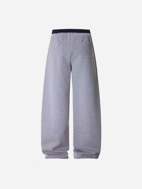 Modische Patchwork-Jogginghose mit weitem Bein