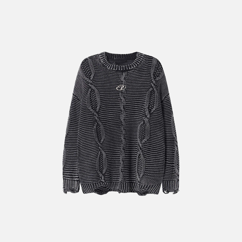 Zopfmuster-Strickpullover