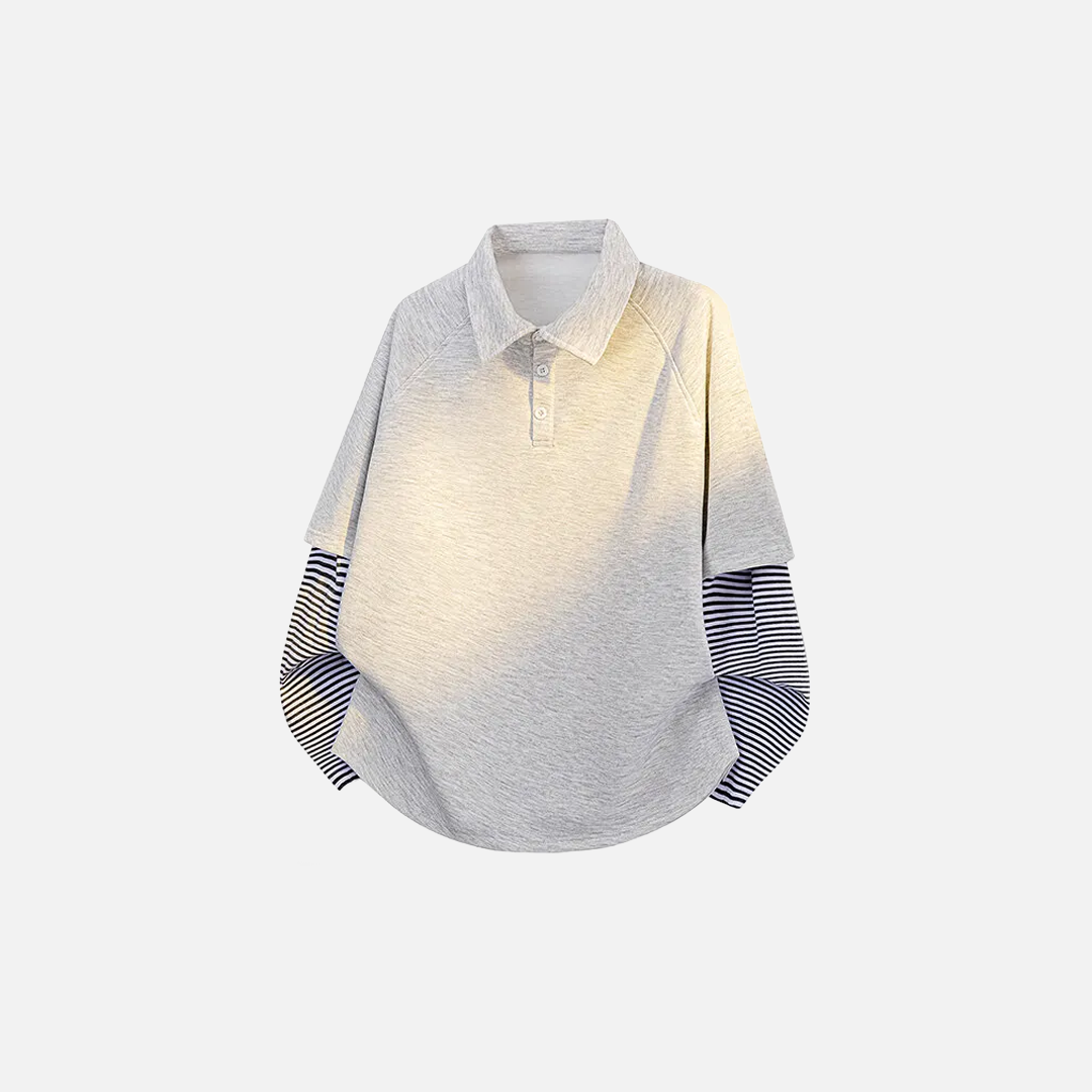 Lässiges Frühlings-Polo-Sweatshirt im Fake-Zweiteiler-Look
