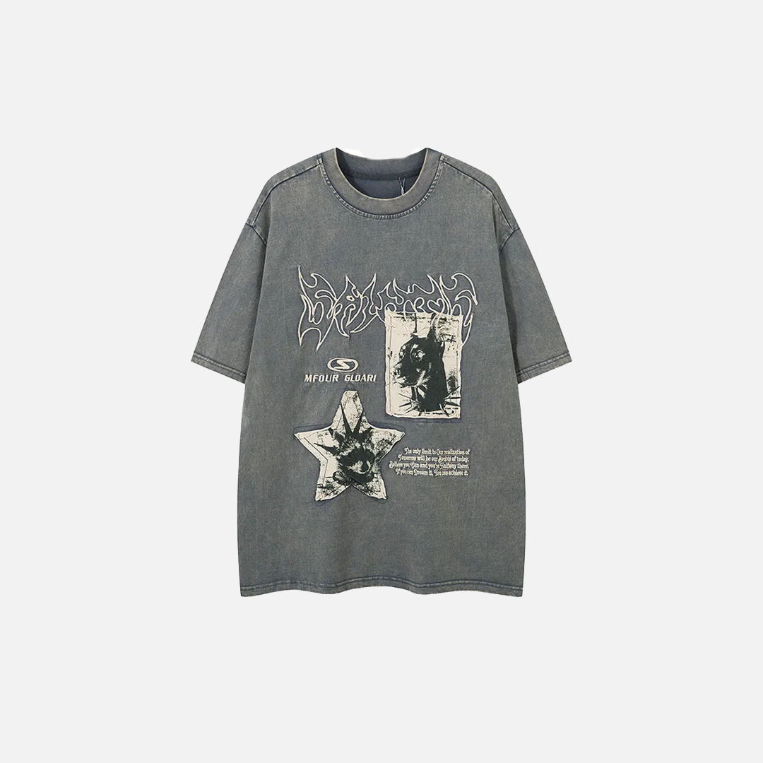 Y2K Oversized Cozy Grunge Patched Gothic T-Shirt