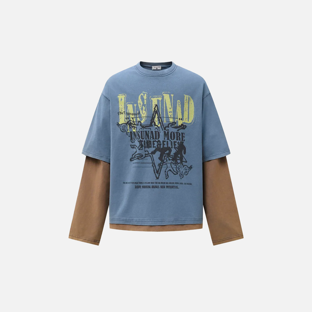 Y2K Fake Two Pieces Loose Fit Langarm-T-Shirt