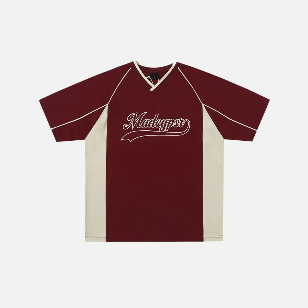 Plush Y2K Graphic Patchwork V-Neck Oversized T-Shirt