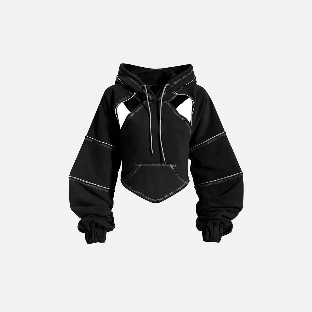 Y2K Contrast Color Open Line Hoodie