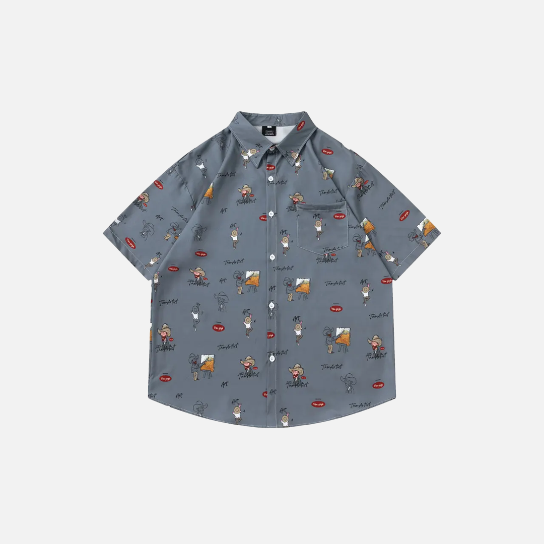 Plüschiges, farbenfrohes Van-Gogh-Motiv-Oversize-Shirt