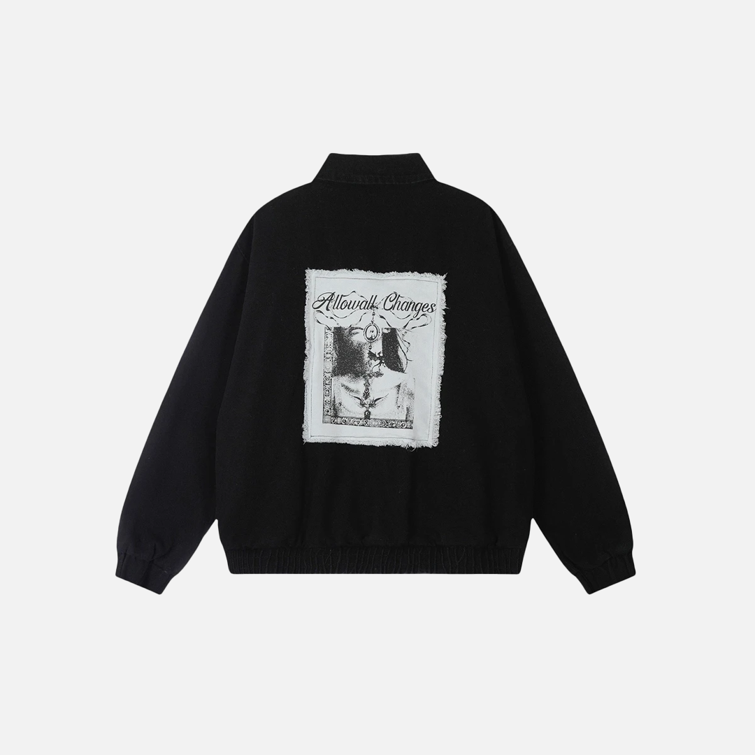 Streetwear Oversized Vintage Hip Hop Grafik-Reißverschlussjacke