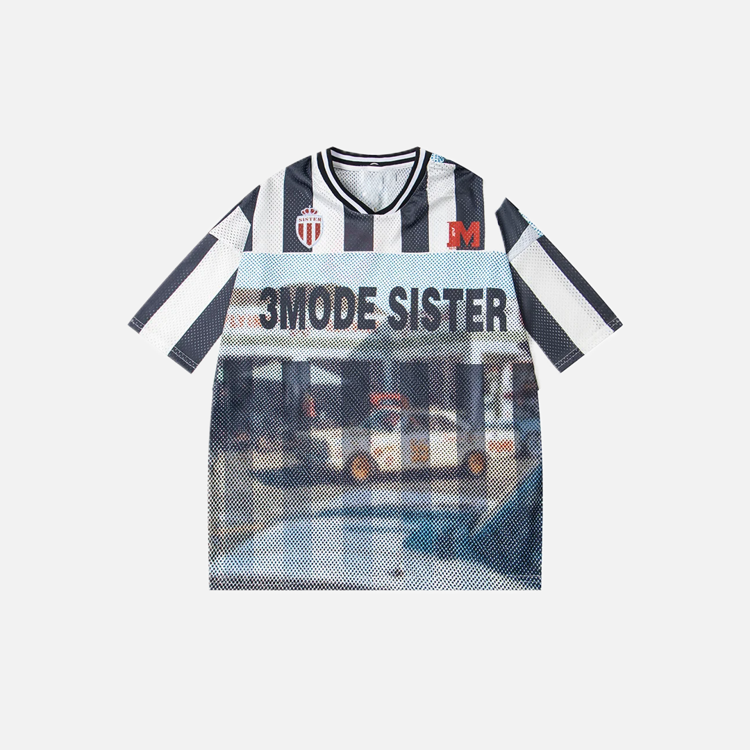 T-shirt à manches courtes en jersey à rayures rétro en maille