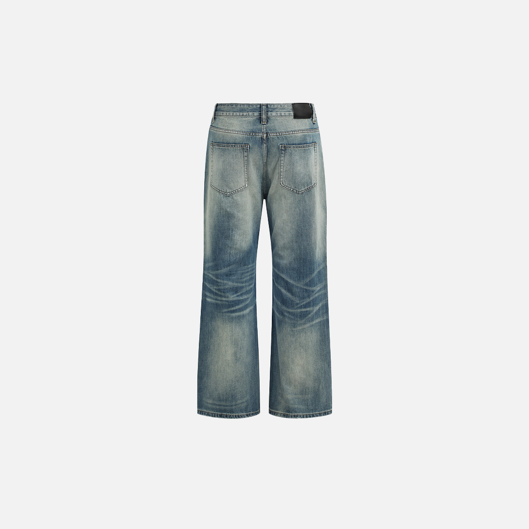 Flexible Streetwear Faded Gradient Denim Flare Jeans