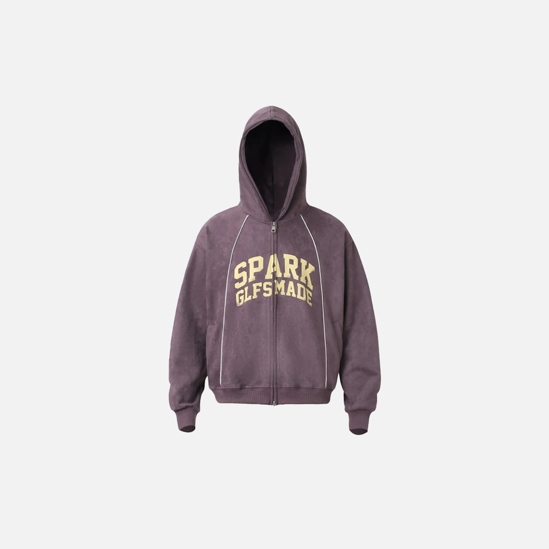Gestreifter Kapuzenpullover aus Vintage-Wildleder in lockerer Passform