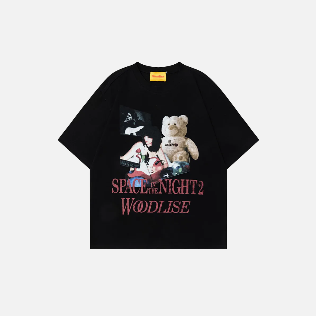 Sommerliches Oversize-Rock-Porträt-Kurzarm-T-Shirt
